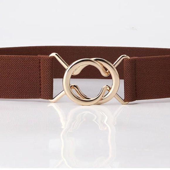 ✨Stretchy Belt Gold Round Clasp Brown, Black - Picture 2 of 7